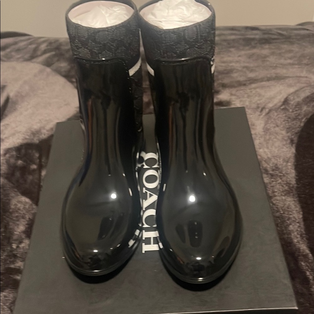 Coach Black Ankle Winter Rain Boots